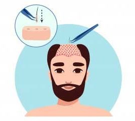 Surgeon performing a hair-planting procedure using advanced micrografting technology.